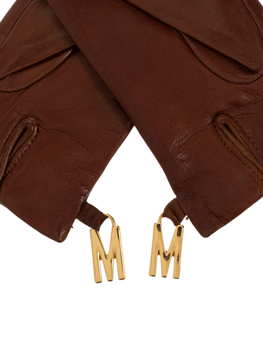 Moschino Leren handschoenen met logodetail Bruin