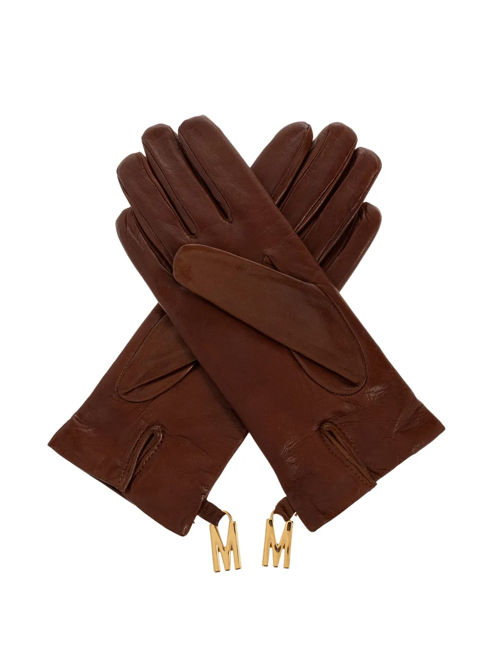 Moschino Leren handschoenen met logodetail - Bruin