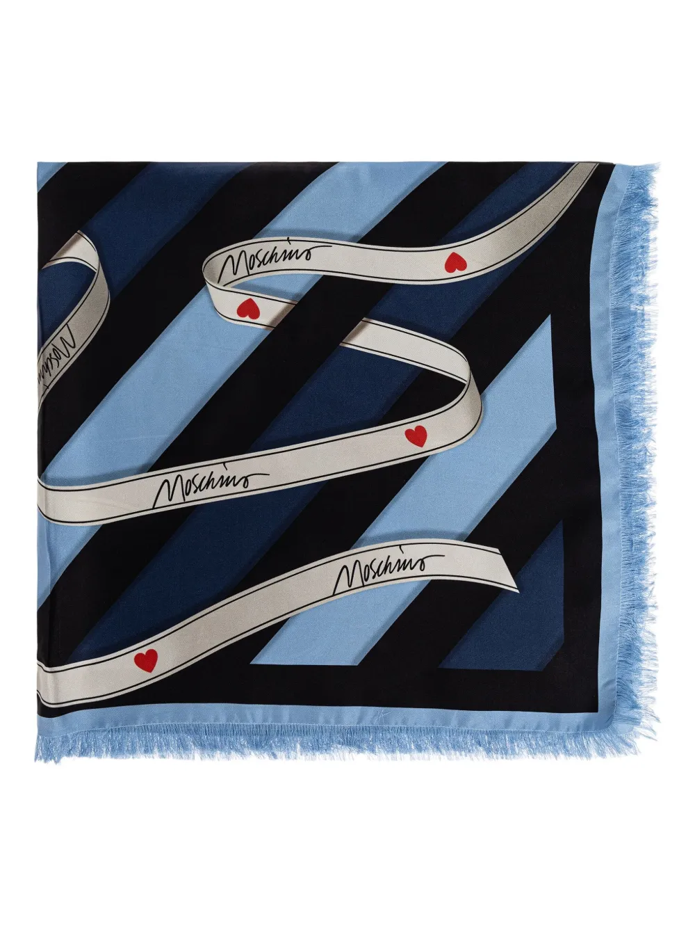 Moschino striped silk scarf Blauw