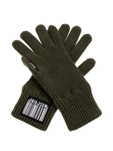 Moschino guantes tejidos de canalé con parche del logo