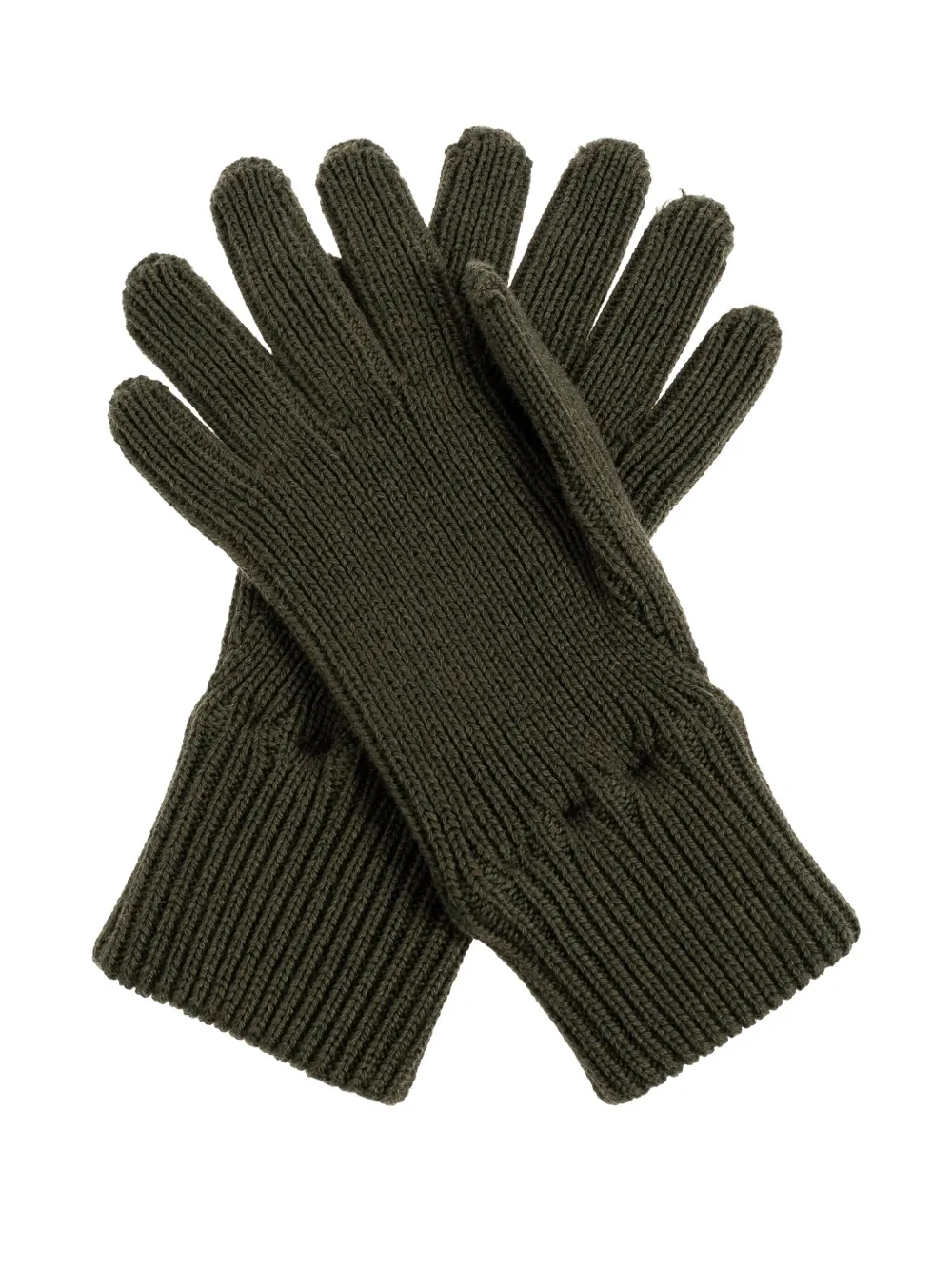 Moschino ribbed logo-patch gloves Groen
