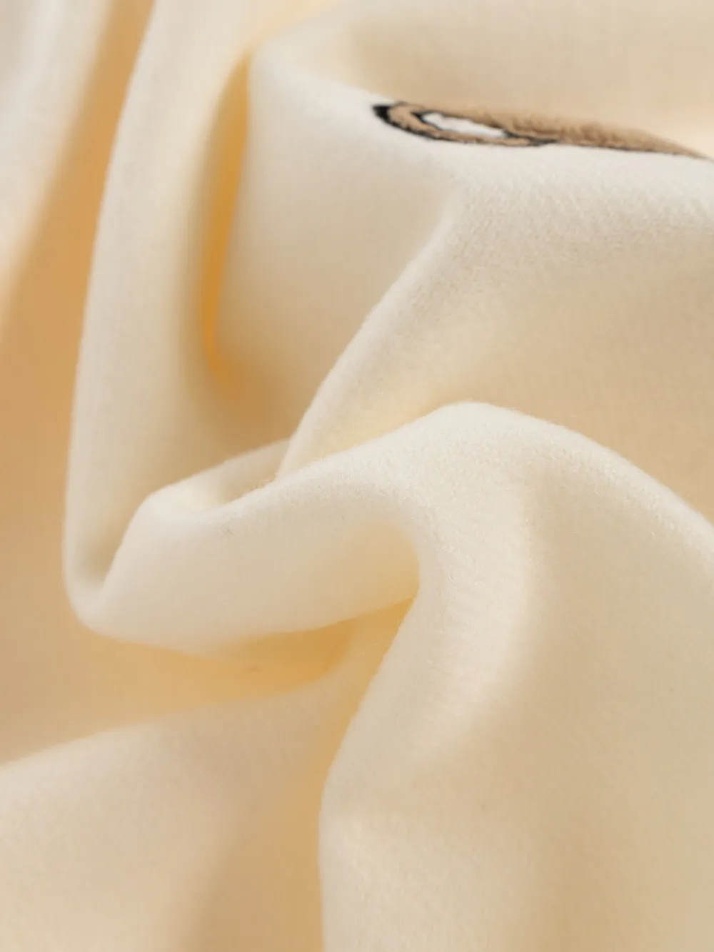 Moschino Wollen sjaal met geborduurd teddyhart Beige