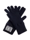 Moschino barcode-appliqué ribbed gloves - Blue