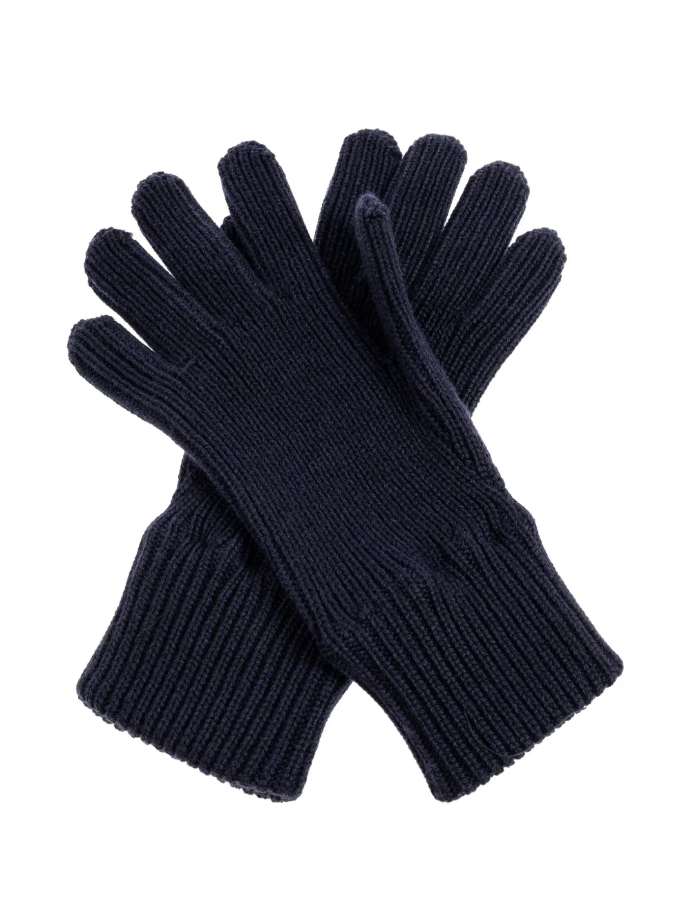 Moschino barcode-appliqué ribbed gloves Blauw