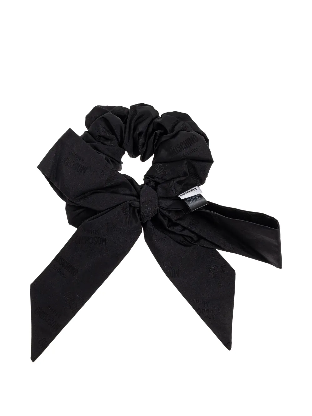 Moschino logo-jacquard bow hair scrunchie Zwart