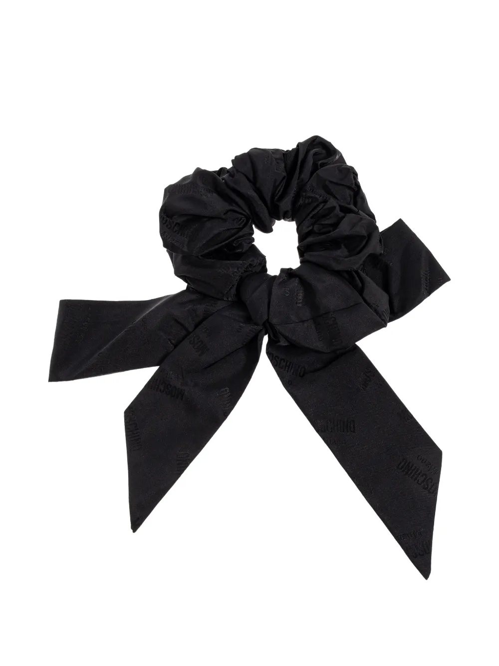 Moschino logo-jacquard bow hair scrunchie Zwart