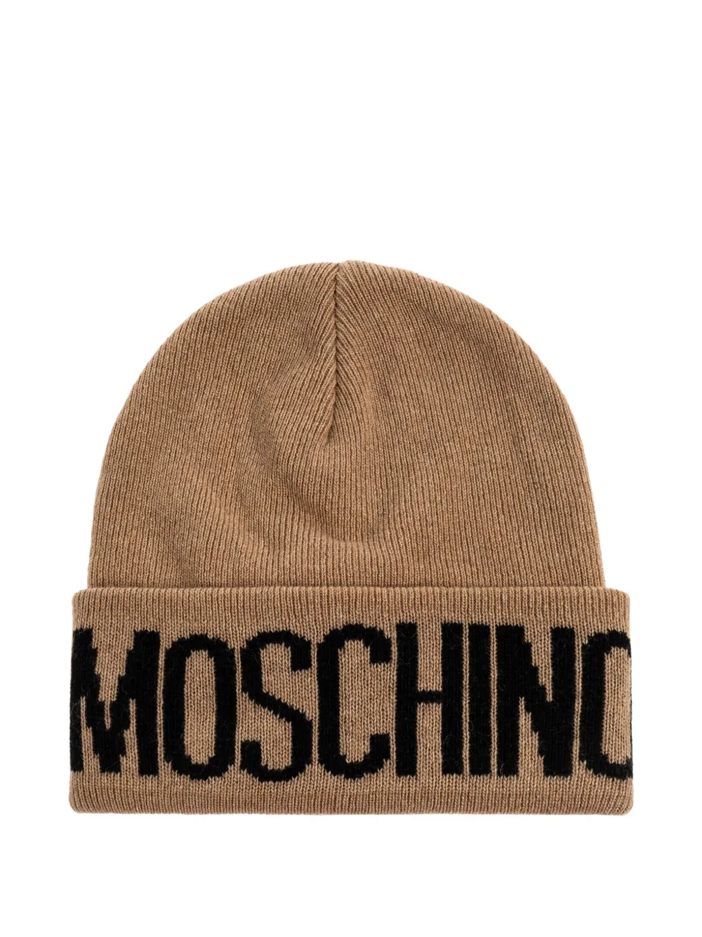 Moschino logo-detail wool beanie Bruin