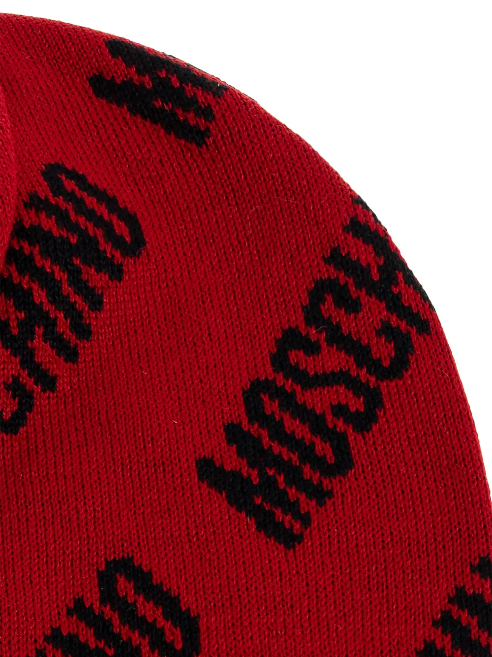 Moschino logo-pattern beanie Rood