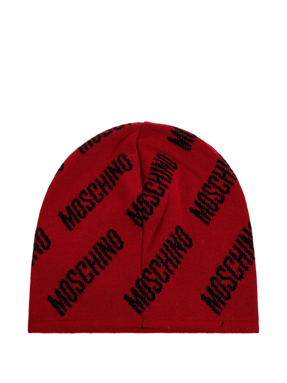 Moschino logo-pattern beanie Rood