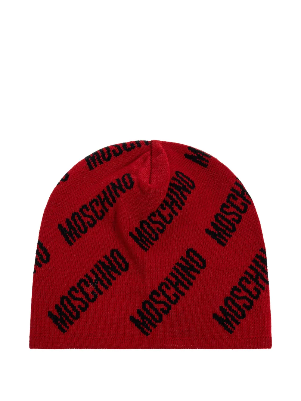 Moschino logo-pattern beanie Rood
