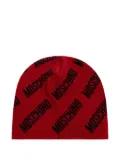 Moschino logo-pattern beanie - Red