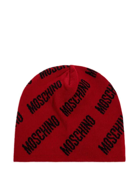 Moschino logo-pattern beanie