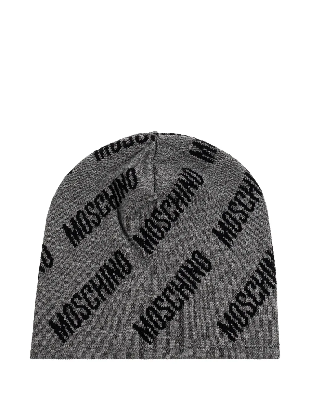 Moschino logo-pattern beanie Grijs