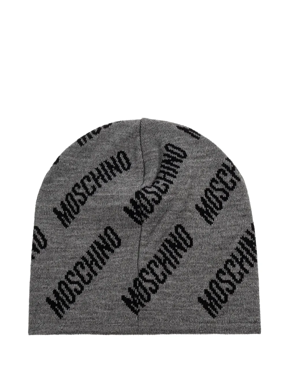 Moschino logo-pattern beanie Grijs