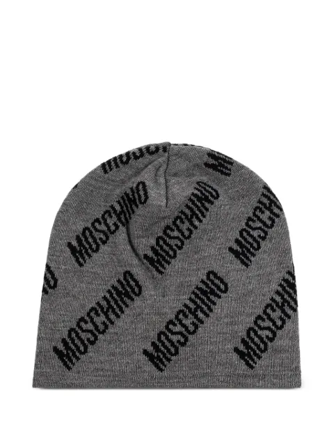 Moschino logo-pattern beanie