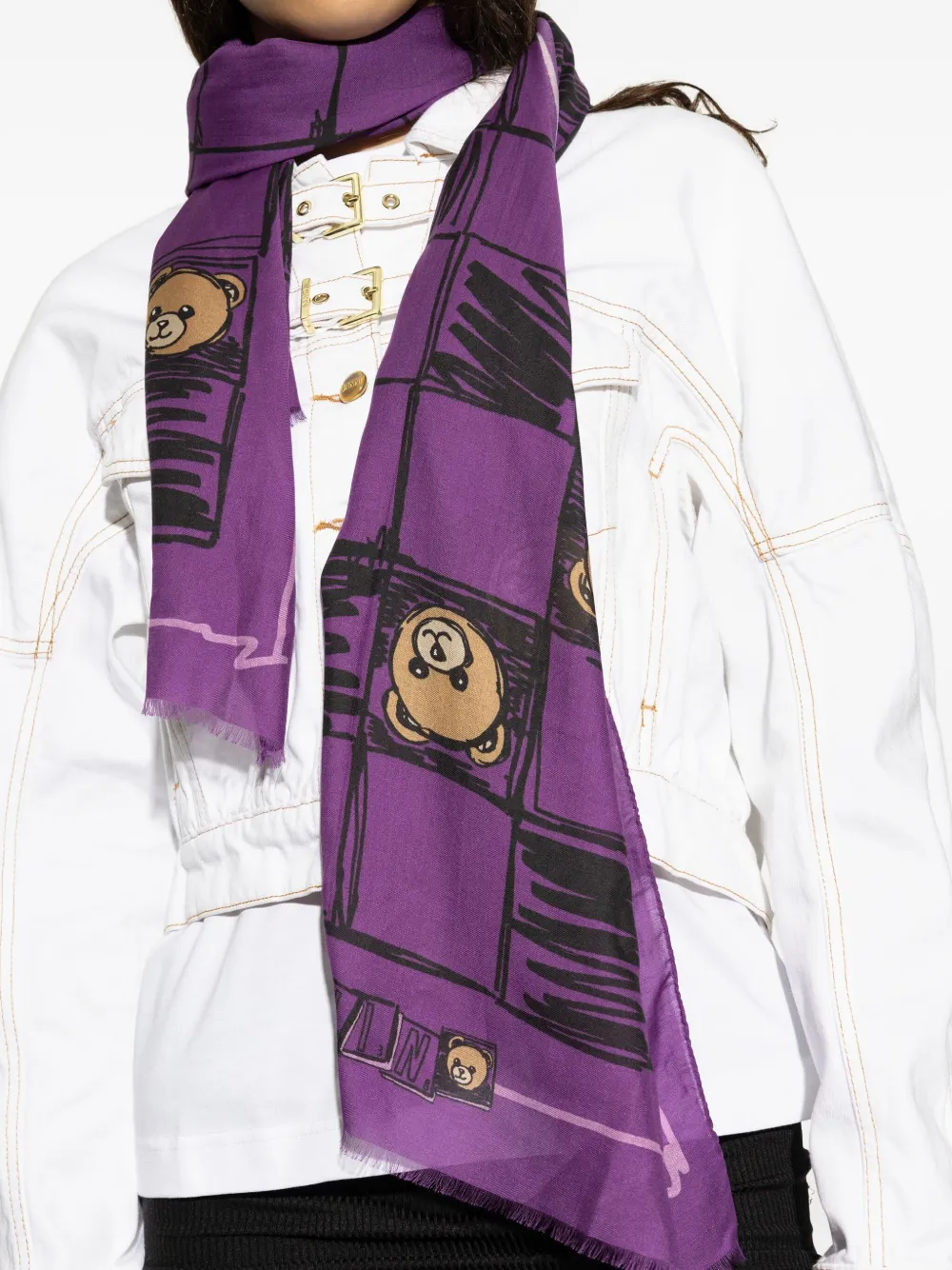 Moschino Sjaal met teddybeerprint Paars