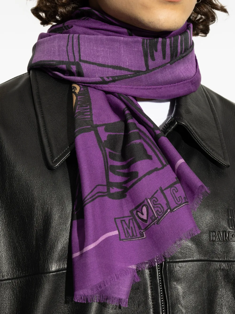 Moschino Sjaal met teddybeerprint Paars