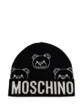 Moschino teddy-logo beanie - Black