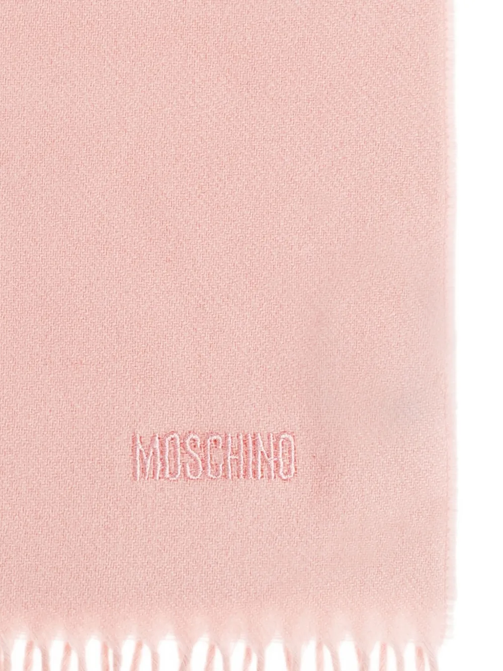 Moschino embroidered-logo fringed scarf Roze