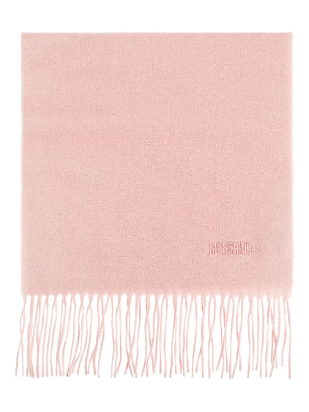 Moschino embroidered-logo fringed scarf Roze