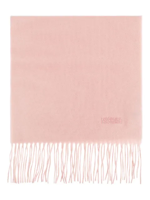 Moschino embroidered-logo fringed scarf