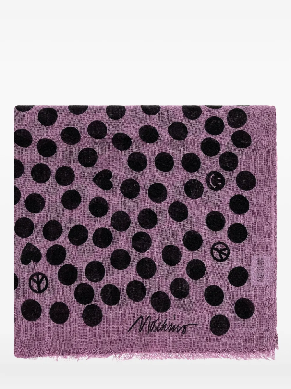 Moschino polka-dot frayed-edge scarf Paars