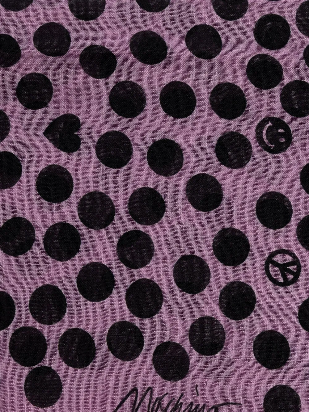 Moschino polka-dot frayed-edge scarf Paars