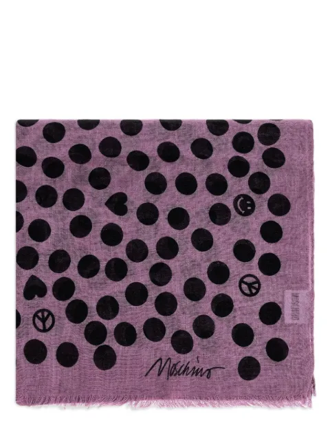 Moschino mascada con bordes deshilachados y lunares estampados