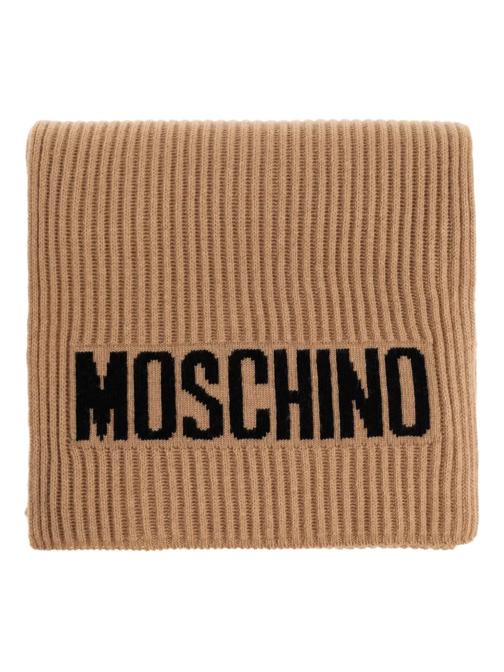 Moschino Geribbelde sjaal met logo Bruin