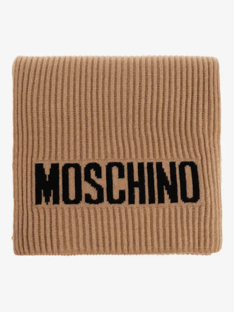 Moschino ribbed logo scarf