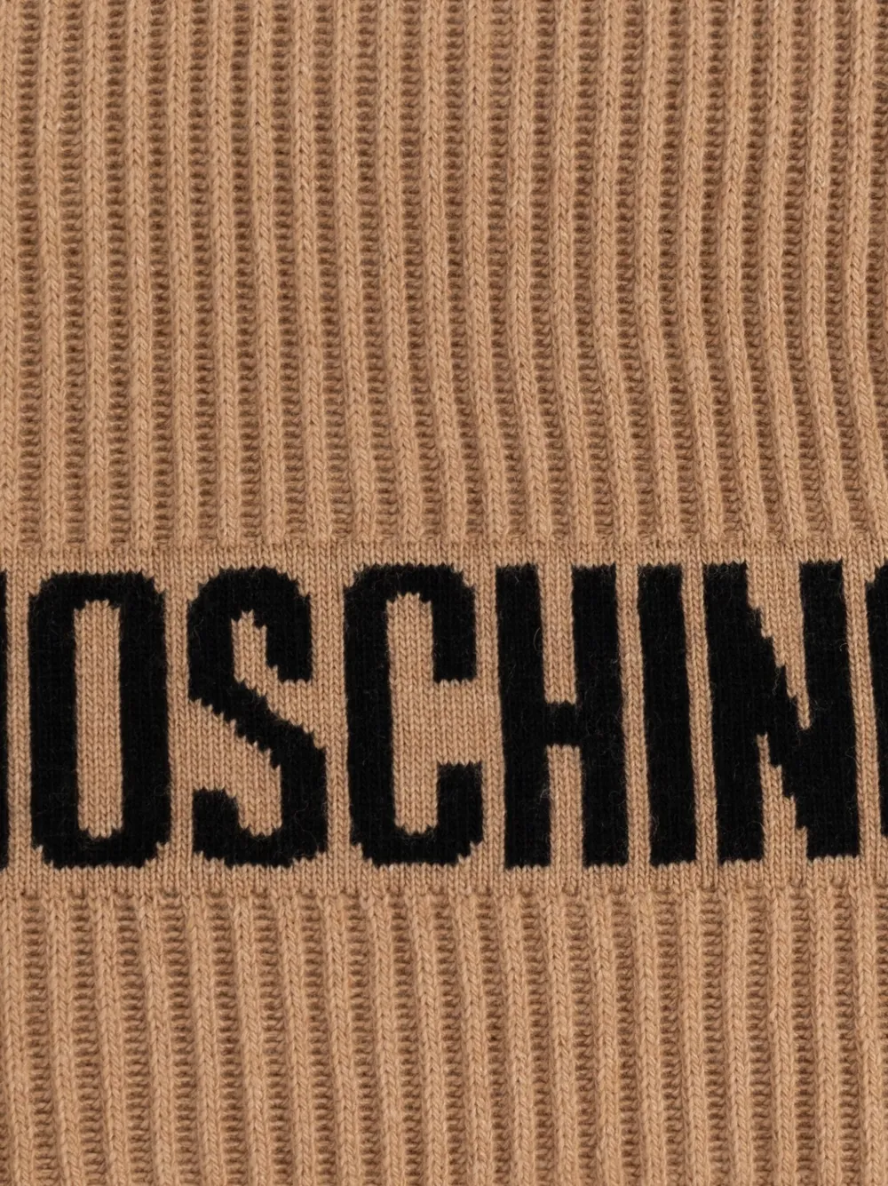 Moschino Geribbelde sjaal met logo Bruin