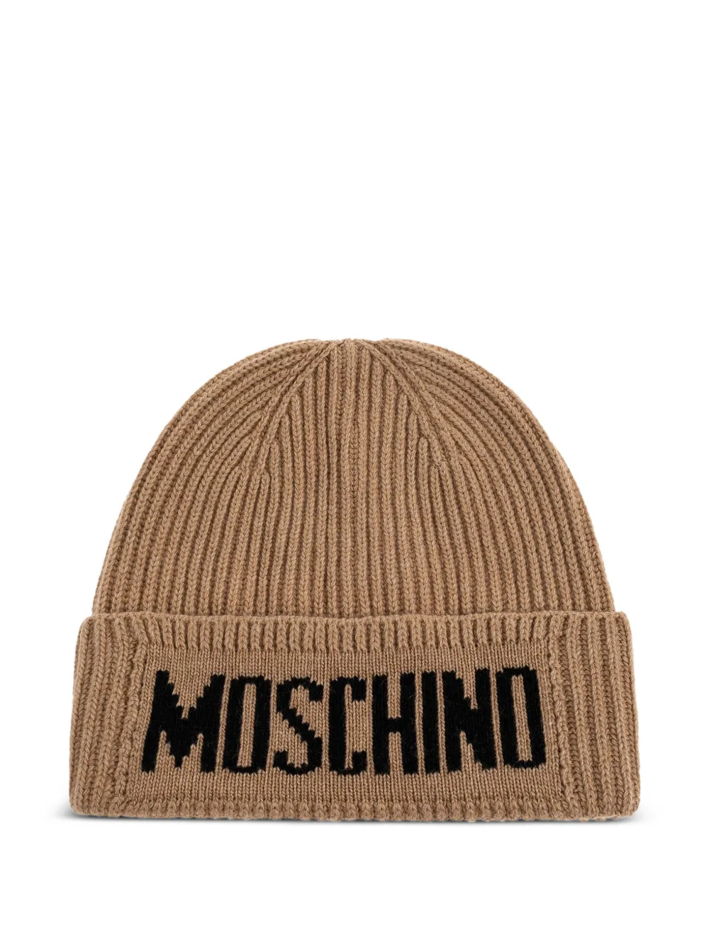 Moschino Geribbelde muts met geborduurd logo Bruin