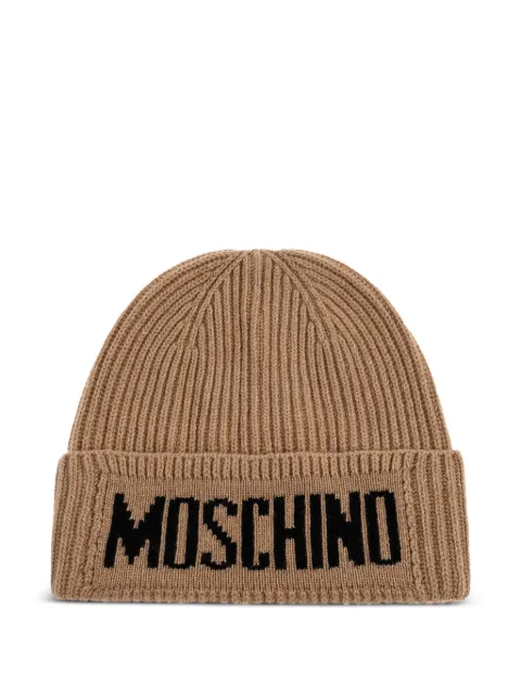 Moschino logo-embroidered ribbed beanie