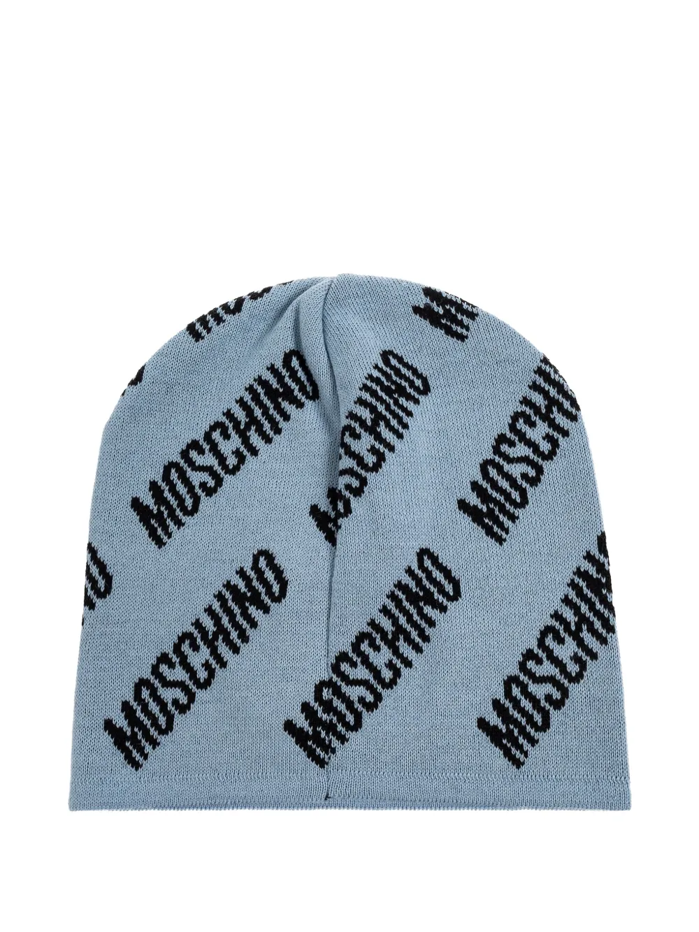 Moschino logo-pattern beanie Blauw
