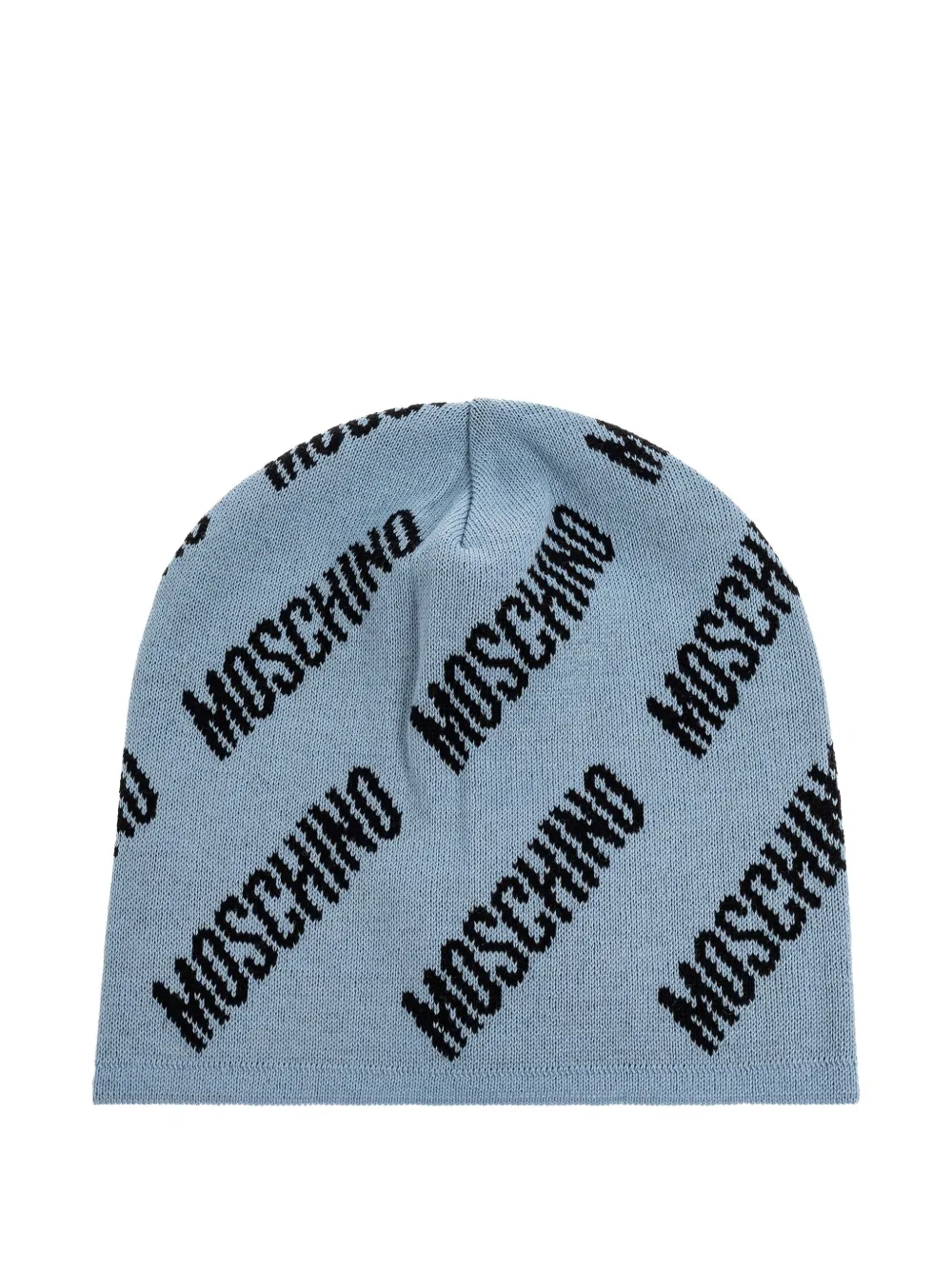 Moschino logo-pattern beanie Blauw