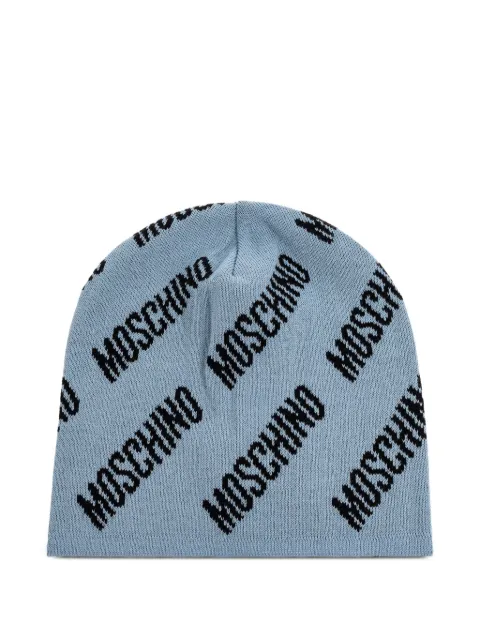 Moschino logo-pattern beanie