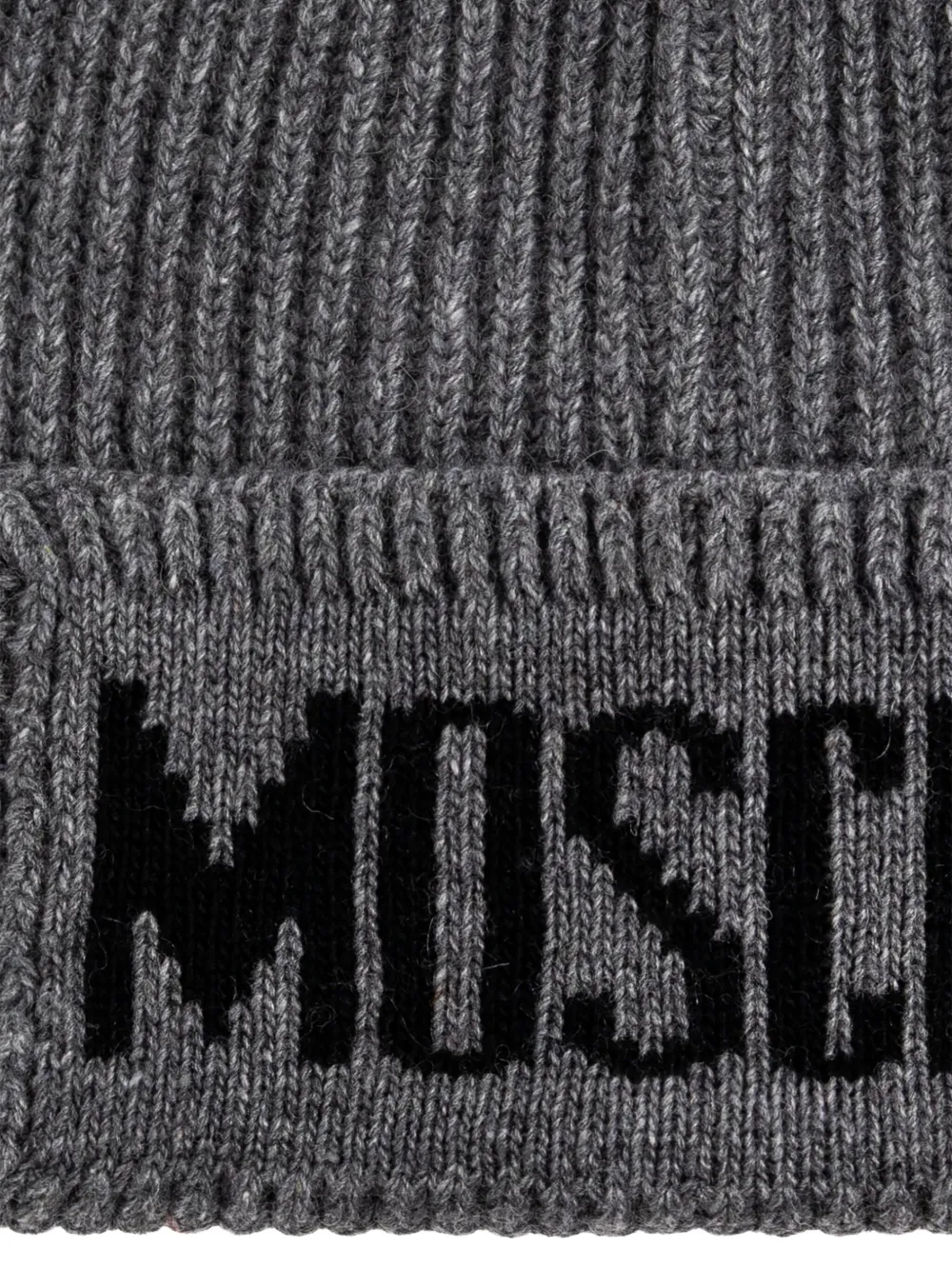 Moschino ribbed logo beanie Grijs