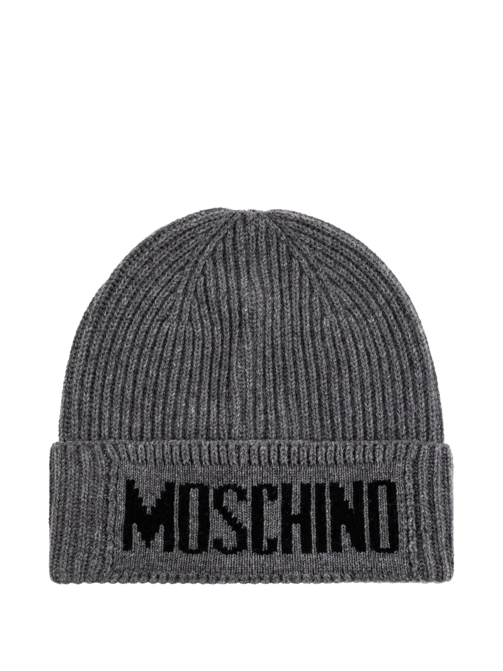 Moschino ribbed logo beanie Grijs
