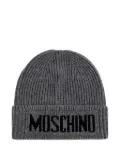 Moschino ribbed logo beanie - Grey