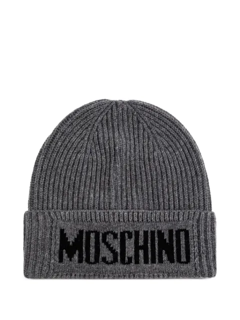 Moschino ribbed logo beanie