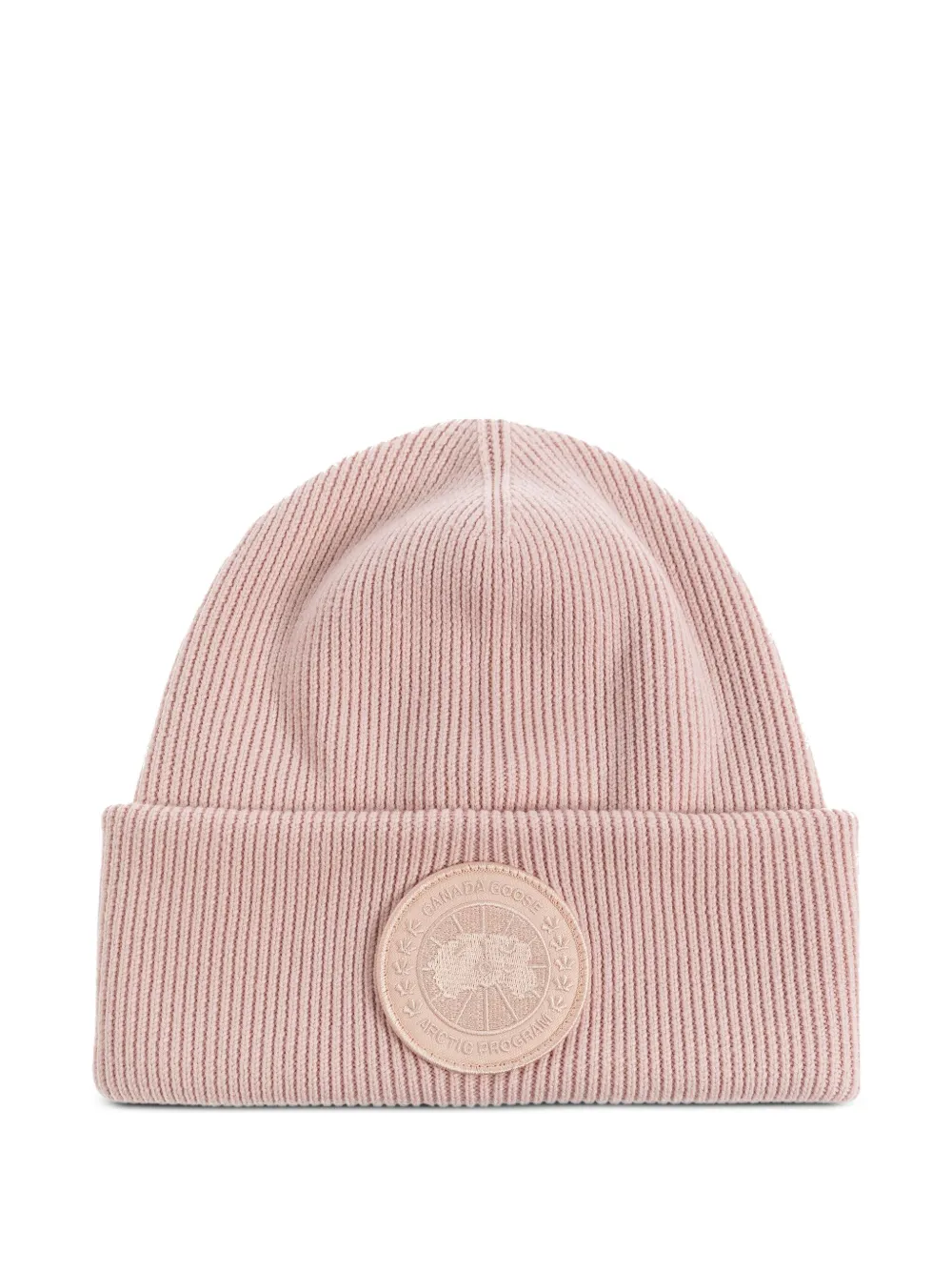 Canada Goose logo-appliqué ribbed beanie Roze