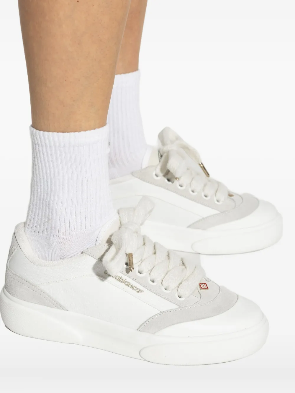 Casablanca suede-panel lace-up sneakers White