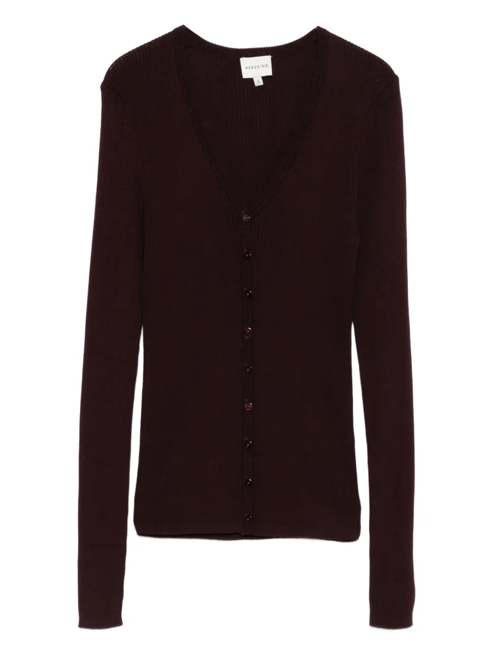 HERSKIND ribbed V-neck cardigan Rood