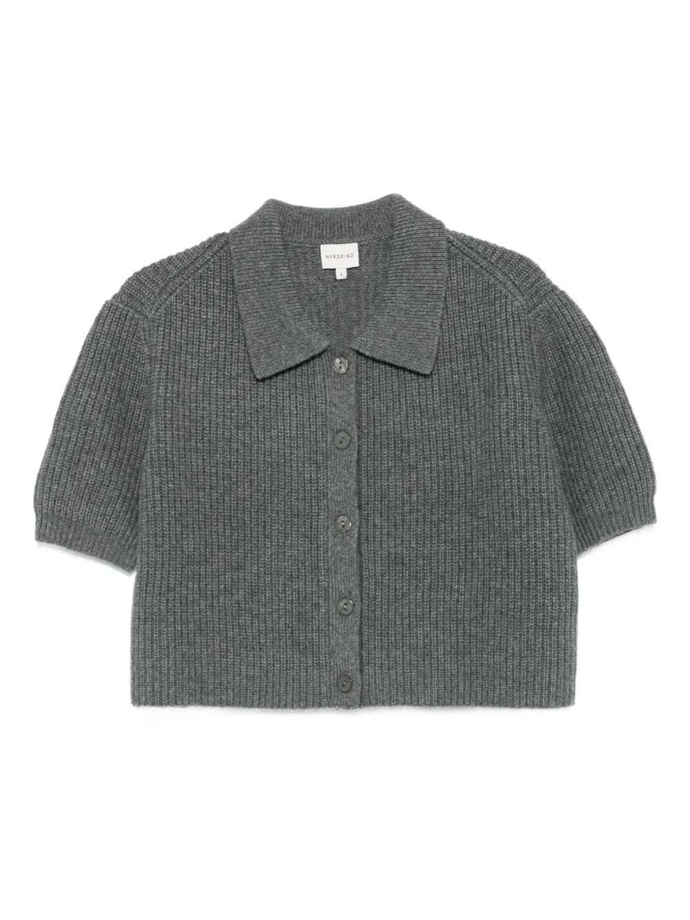 HERSKIND ribbed short-sleeve cardigan Grijs