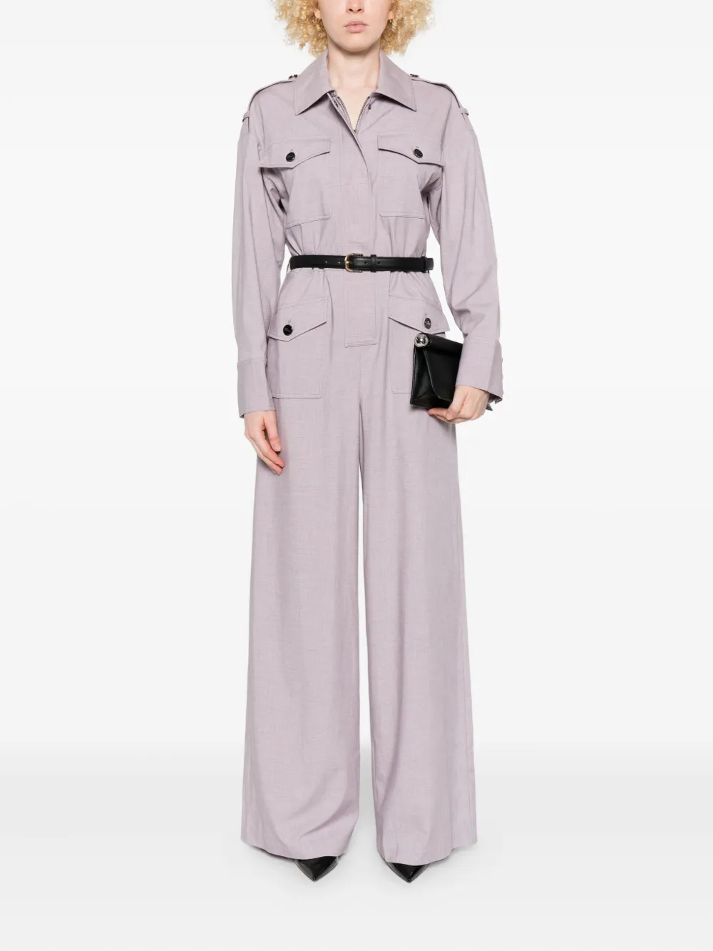 Self-Portrait belted twill jumpsuit | Full Length | Image 2