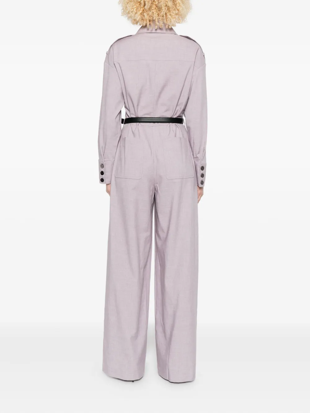 Self-Portrait Twill jumpsuit met ceintuur Paars