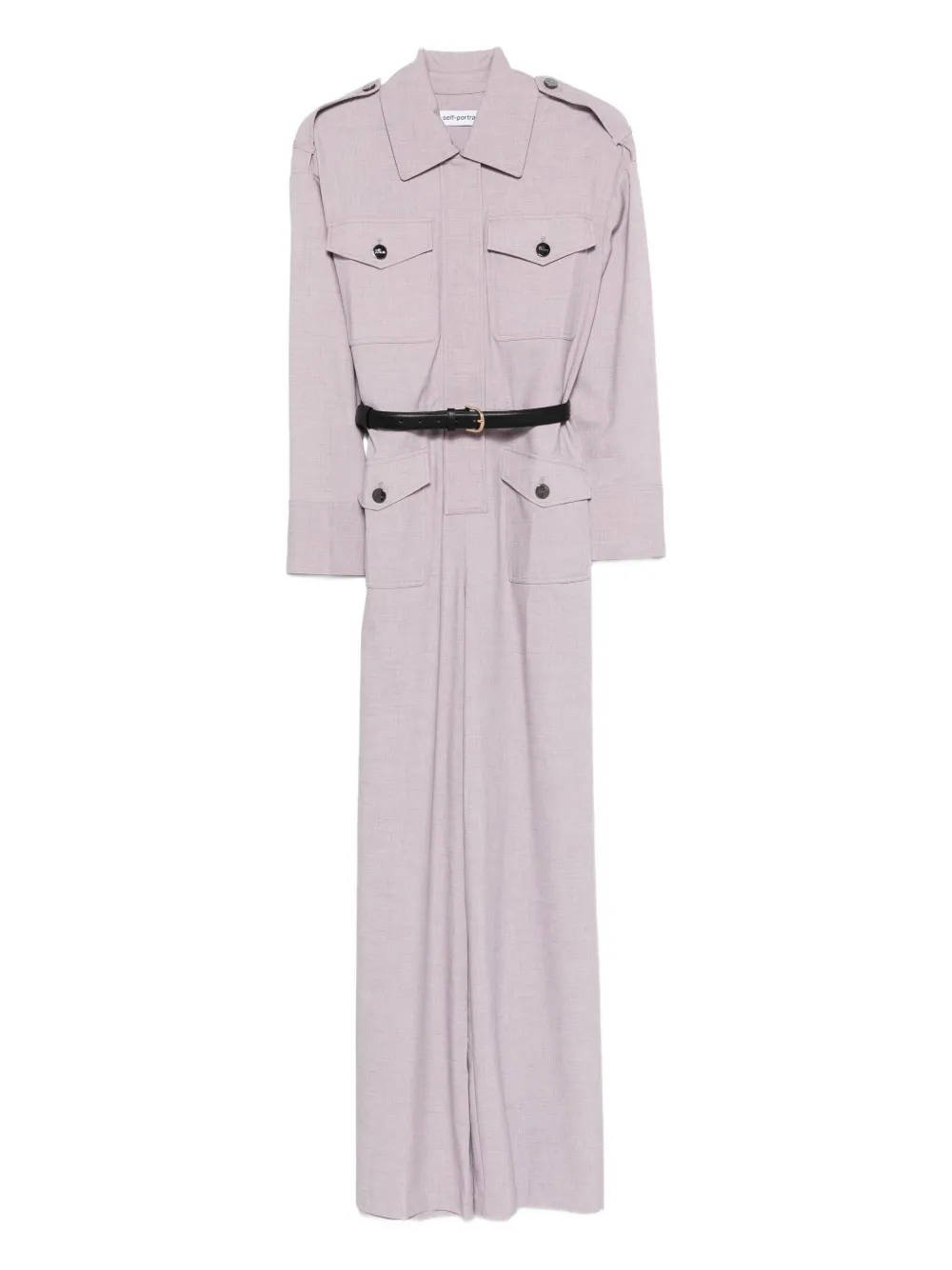 Self-Portrait belted twill jumpsuit | Purple | Image 1