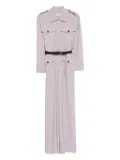 Self-Portrait belted twill jumpsuit - Purple