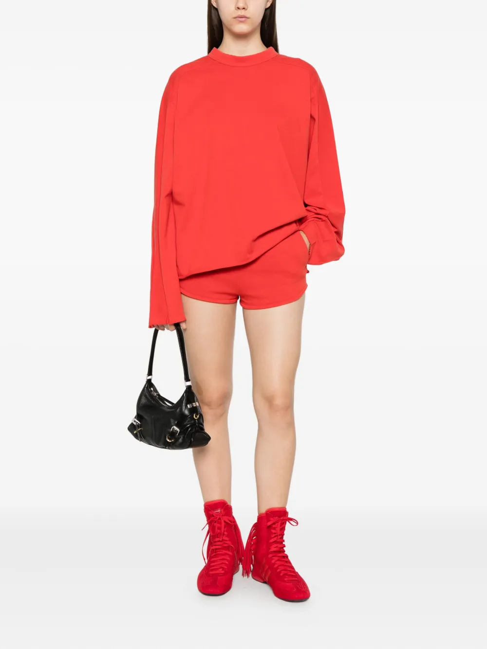 ENTIRE STUDIOS Shorts met elastische taille en zakdetail Rood
