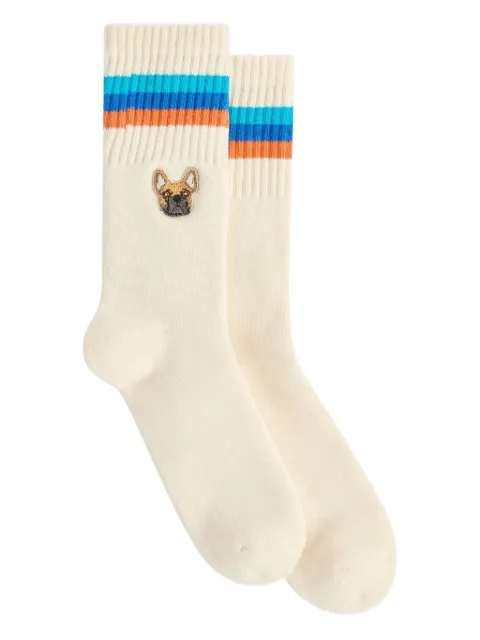 Sundek x Pelo Foundation striped dog-embroidered socks